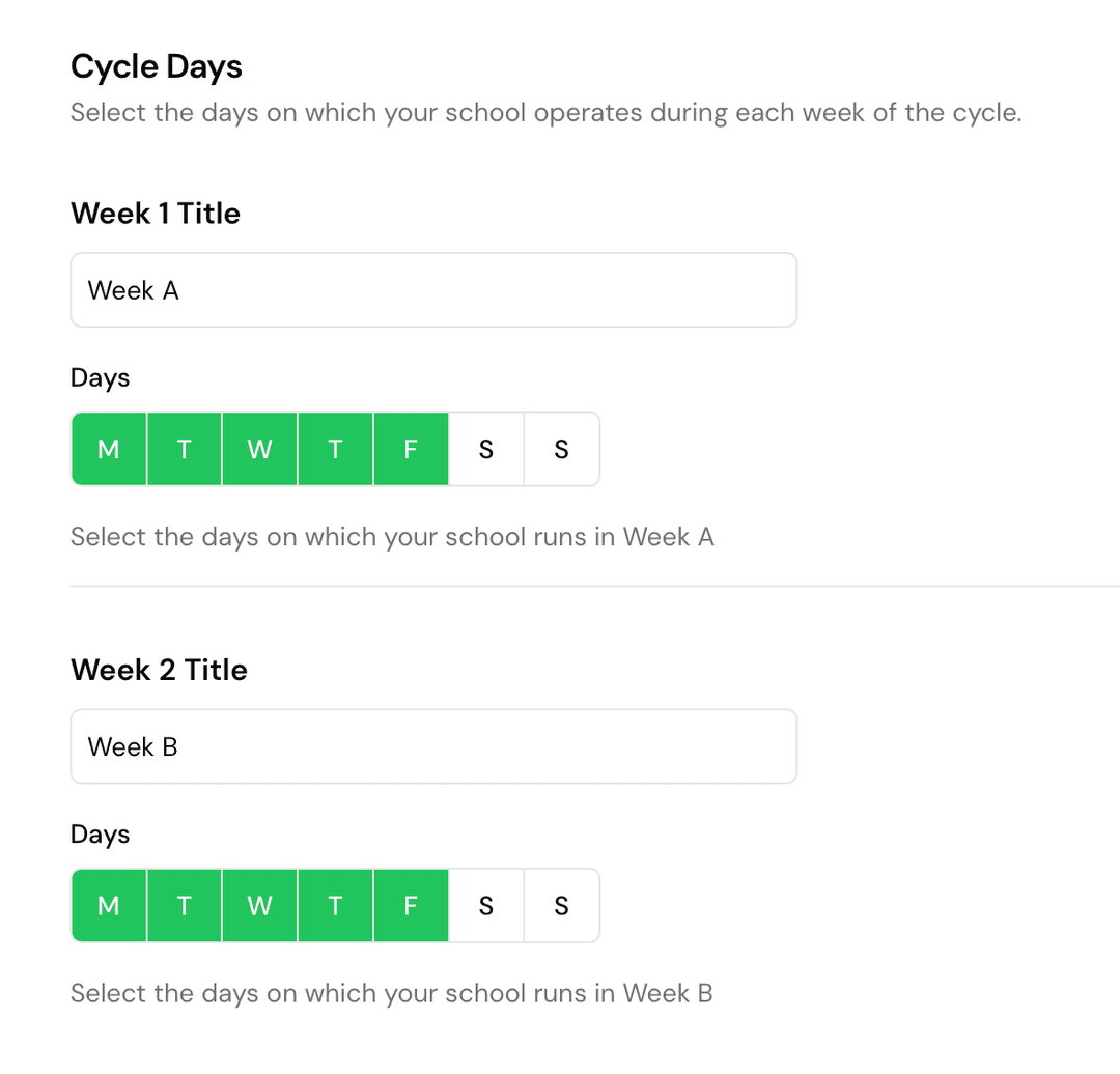 Select timetable type